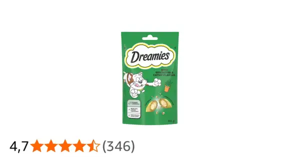 Dreamies z kocimiętką, chrupiące na zewnątrz, miękkie w środku. Idealne przysmaki dla Twojego kota, by spełniały jego kocie marzenia.